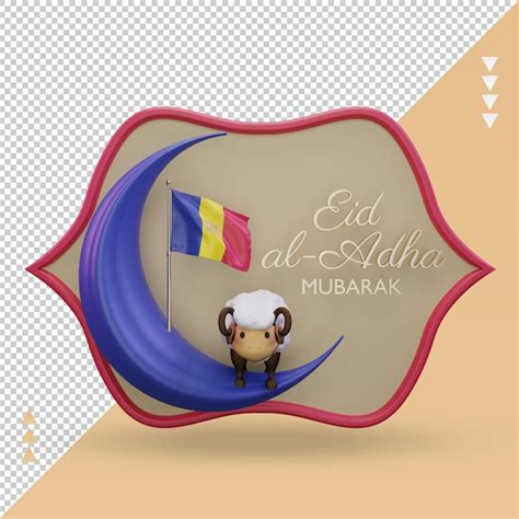 D Eid Al Adha Andorra Bandera Renderizado Vista Frontal Archivo Psd