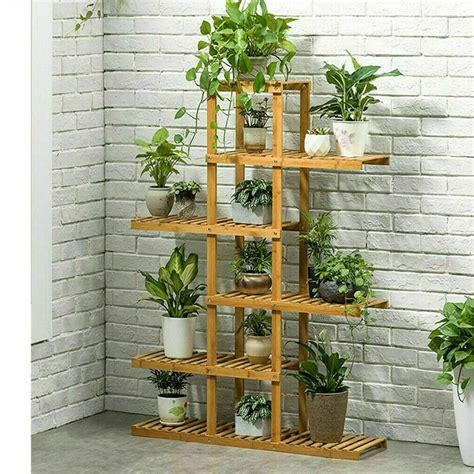 High Narrow Steady Plant Stand Wooden Plants Corner Shelf Rack Indoor