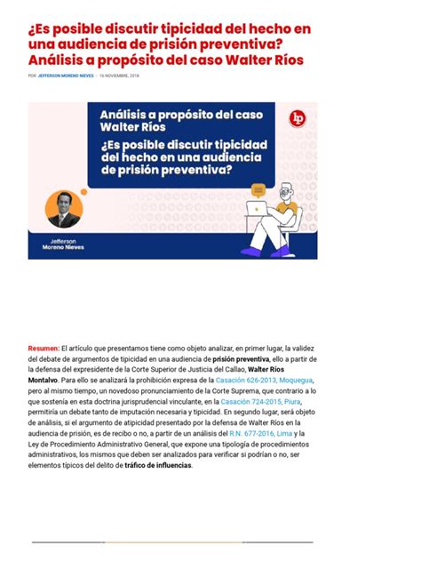 ¿es Posible Discutir Tipicidad Del Hecho En Una Audiencia De Prisión Preventiva Análisis A