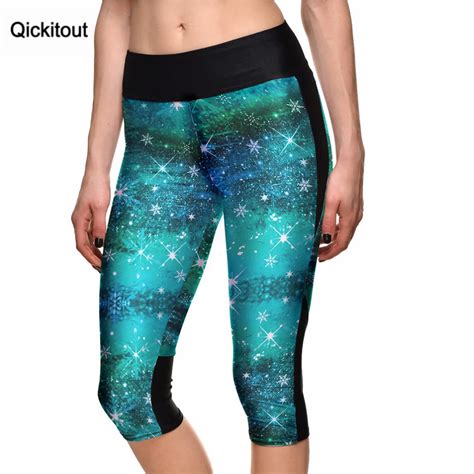 Qickitout Capri Pants New Womens 7 Point Pants Womens Blueandgreen Sky