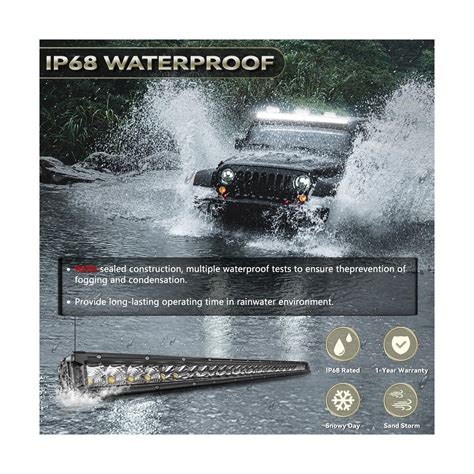 32 Inch LED Light Bar Single Row Flood Spot Beam Combo 30000LM Offroad