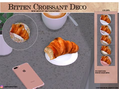 Bitten Croissant (Acc, obj + Poses) - NEW MESH - Simtographies Sims 4 ...