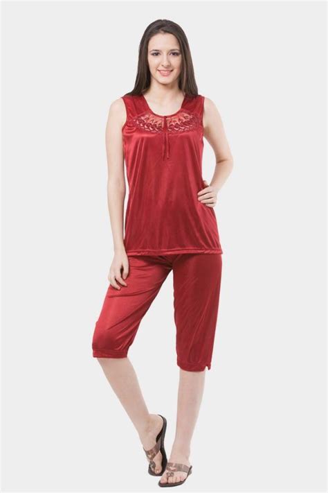 Fasense Women Satin Top And Capri Set Jiomart