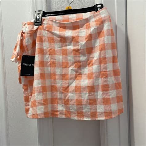 Forever 21 Skirts Forever 2 Peach And White Checkered Skirt Poshmark