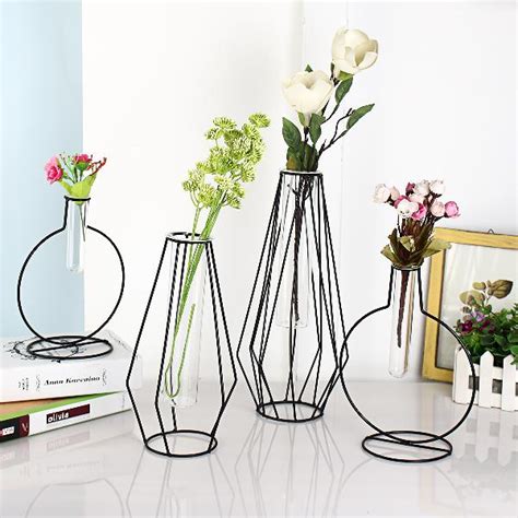 Flower Vase Holder Plant Display With Iron Stand And Glass In South