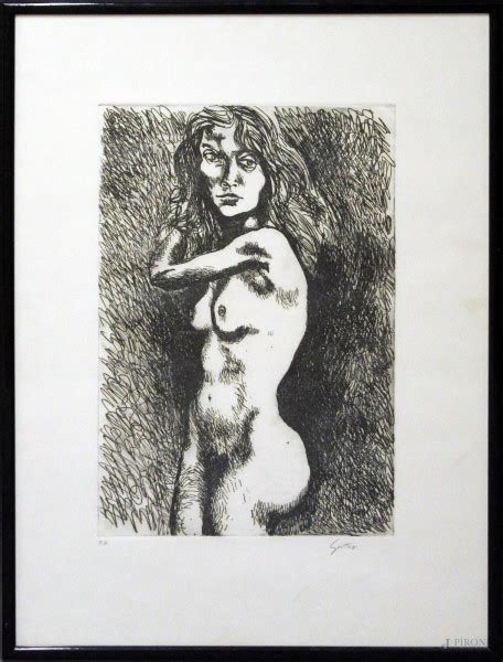 Renato Guttuso Nudo Di Donna Prova D Autore Cm 70x50 Entro