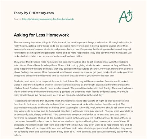 Asking For Less Homework Words Phdessay