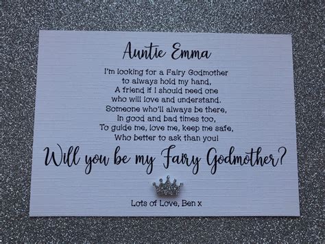 Will You Be My Our Fairy Godmother Godfather Godparents Poem Request