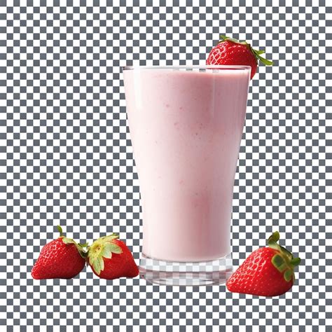 Batido De Fresa Fresca Y Sabrosa Con Rebanada Aislada Sobre Fondo