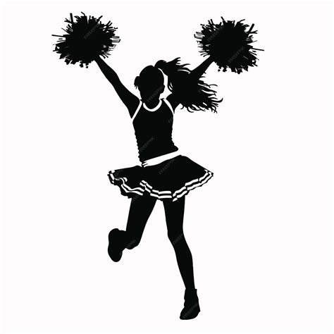 Premium Vector | Silhouette of a high school cheerleader with pom poms