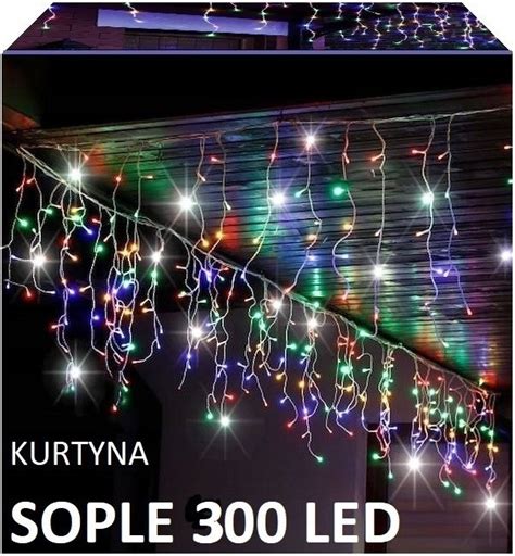 KURTYNA ŚWIETLNA SOPLE 300 LED IP44 lampki zewnętrzne MULTIKOLOR