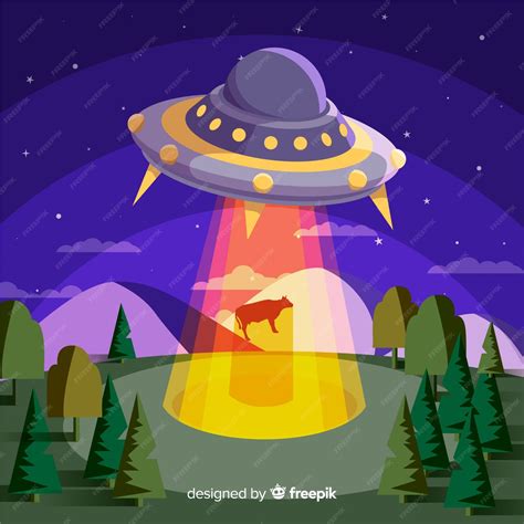 Concepto Colorido De Abducción De Ovni Con Diseño Plano Vector Gratis