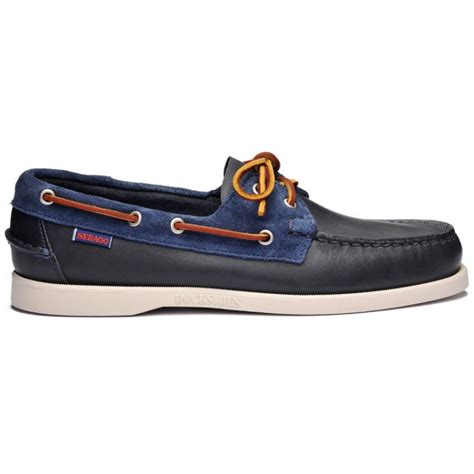 Chaussure bateau Homme SEBAGO Portland daim bleu marine blanc cassé