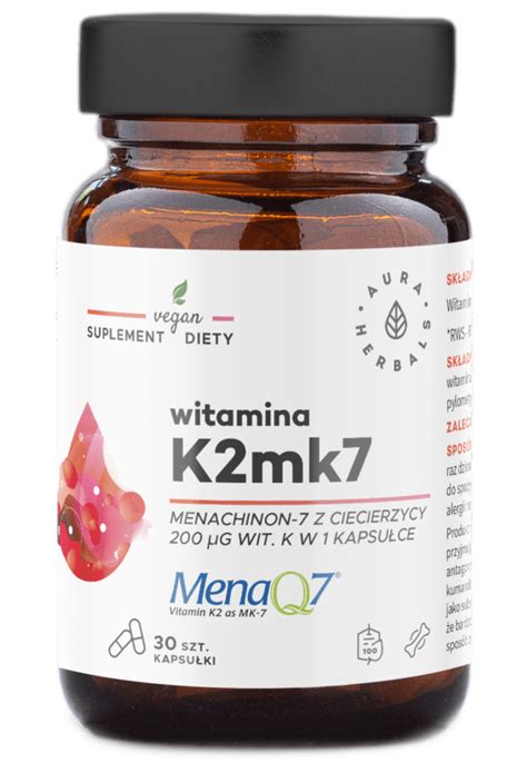 Aura Herbals WITAMINA K2 Mk7 200mcg MenaQ VEGAN Visanto Jerzy Zięba