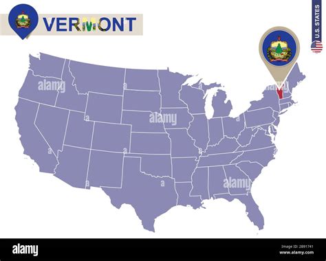 Vermont State On Usa Map Vermont Flag And Map Us States Stock Vector