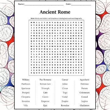 Ancient Rome Word Search Puzzle Worksheet Activity By Puzzles Universe