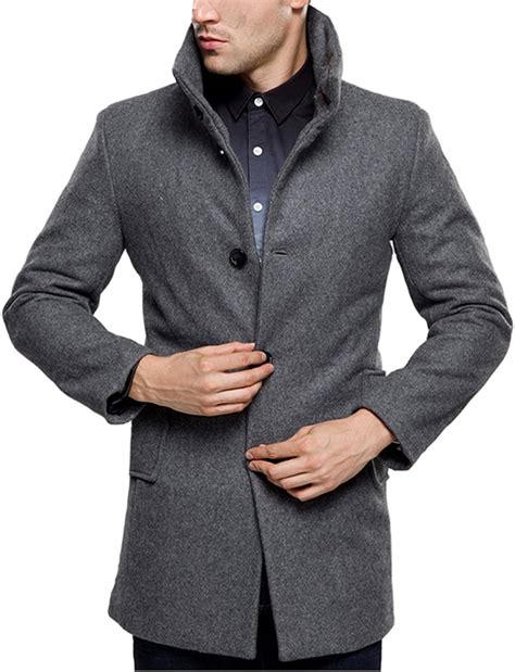 Buy Sslr Mens Slim Fit Wool Pea Coat British Single Breasted Stylish