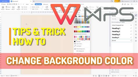 Wps Office Word How To Change Background Color YouTube