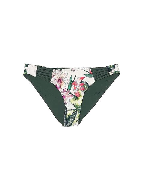 Tini Bikini Floral Green Swimsuit Bottoms Size L 62 Off ThredUp