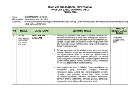 Tugas PBL Pj BL Hanya Untuk Berbagi Saja TEMPLATE TUGAS MODUL