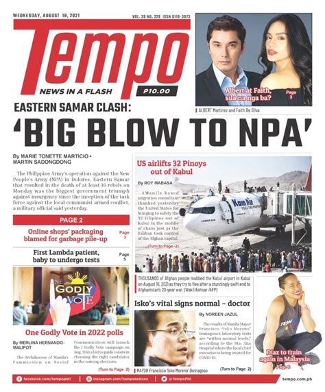 Tempo 18 August 2021 Wednesday Issue Tempo The Nations Fastest