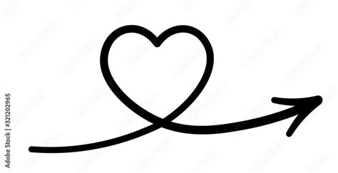 Line Art Heart With Arrow Icon Doodle Style Stock Vector Adobe Stock