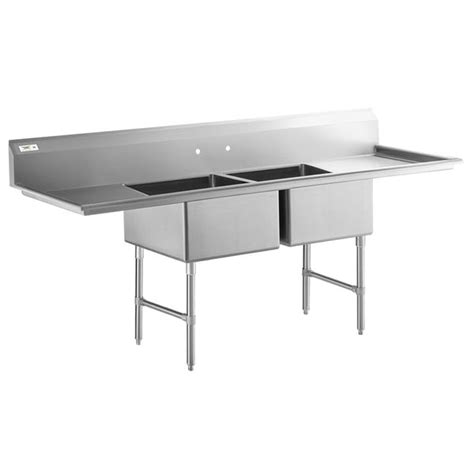 Regency Gauge Stainless Steel Two Compartment Commercial Sink