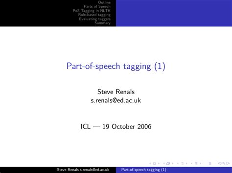 Part Of Speech Tagging 1