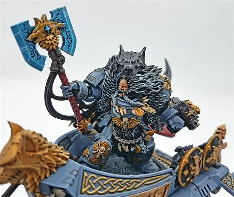 Logan Grimnar On Stormrider Space Marine Space Wolves Painted Miniature