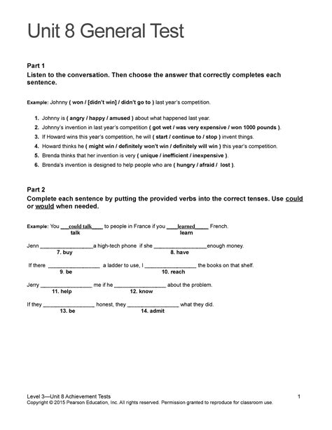 Tn3 Unit 8 Assessment En Práctica De Inglés Unit 8 General Test