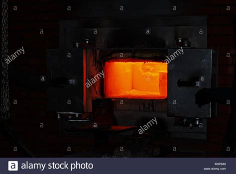 open door   hot furnace interior stock photo alamy