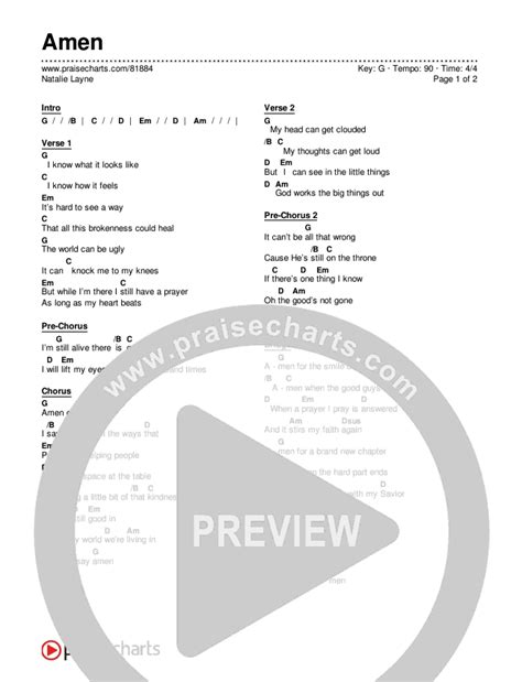 Amen Chords Pdf Natalie Layne Praisecharts