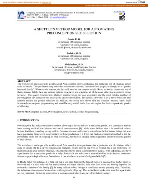 Pdf A Shettles Method Model For Automating Preconception Sex