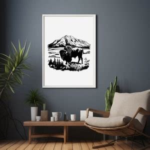 Grand Teton Bison Buffalo National State Park Mountain Pines Wild Svg