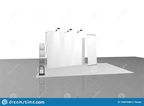 Booth Expo Design Template Exhibition White Advertising Surfaces 3d