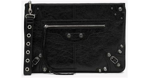 Balenciaga Le Cagole Leather Pouch In Black For Men Lyst UK