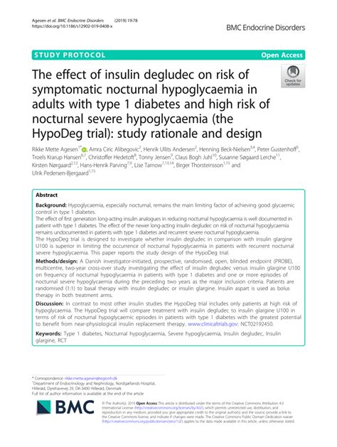 Pdf The Effect Of Insulin Degludec On Risk Of Symptomatic Nocturnal