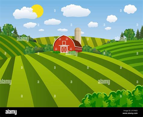 Cartoon farm green seeding field Stock Vector Image & Art - Alamy