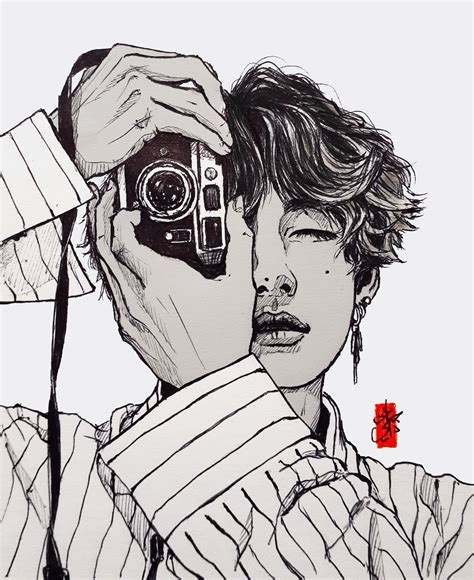 Kim Taehyung Bts Fanart Bangtan Taehyung Camera Painting Camera