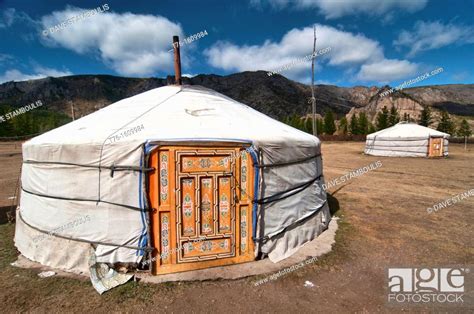 Nomadic Gers Yurts On The Steppe In Terelj National Park In Mongolia