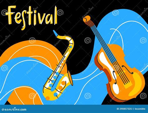 Poster With Musical Instruments Jazz Blues And Classical Music Stock Vector Illustration Of