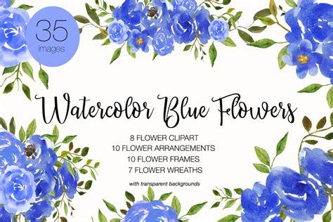 Watercolor Blue Flower Clipart Graphic by BonaDesigns · Creative Fabrica