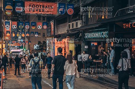 Lan Kwai Fong Nightlife District In Central Hong Kong