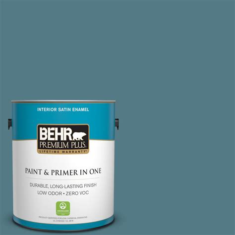 BEHR Premium Plus 1 Gal 540F 5 Smokey Blue Zero VOC Satin Enamel