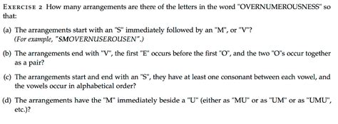 Solved How Many Arrangements Are There Of The Letters In The Chegg