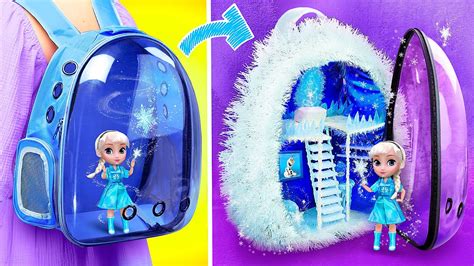 Disney Princesses Dollhouse In A Backpack Lol Omg Diys Youtube