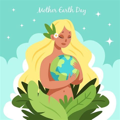 Dibujado a mano ilustración del día de la madre tierra Vector Premium