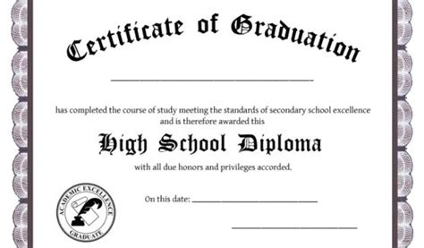 High School Graduation Certificate Template 25 High School Diploma