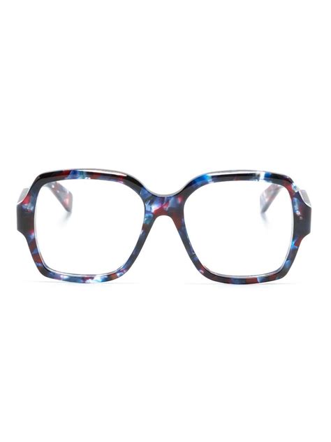 Chloé Logo Lettering Square Frame Glasses Blue Editorialist