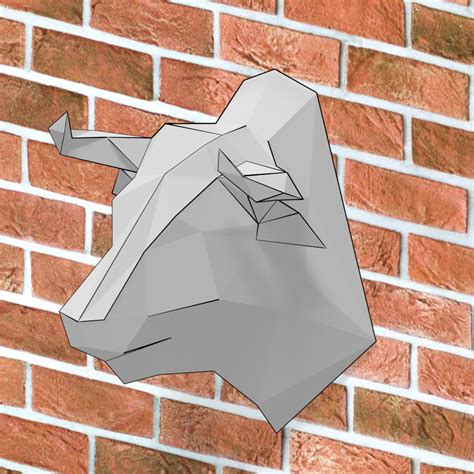 3D Papercraft Model Of Bull Head Trophy Free Printable Papercraft